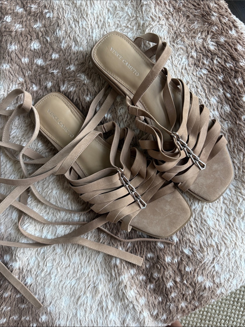 Vince Camuto Tan Suede Strappy Lace-Up Sandals 11